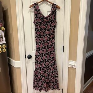 Y2K Black Purple Floral Asymmetrical Dress Fairycore Tropical Mermaid Ethereal